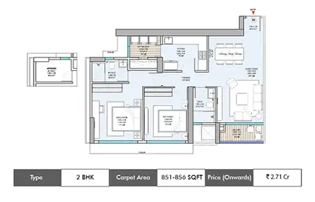 2 BHK-851-856 SqFt